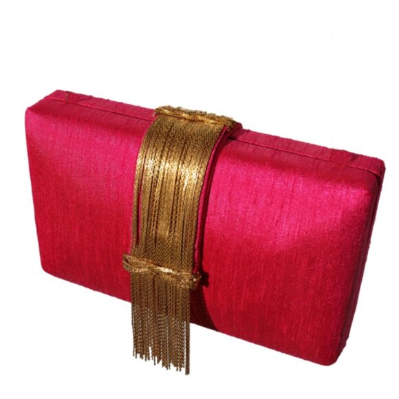 Simitri Fringe Clutch in "Cranberry Sauce" - Picture 2 of 3